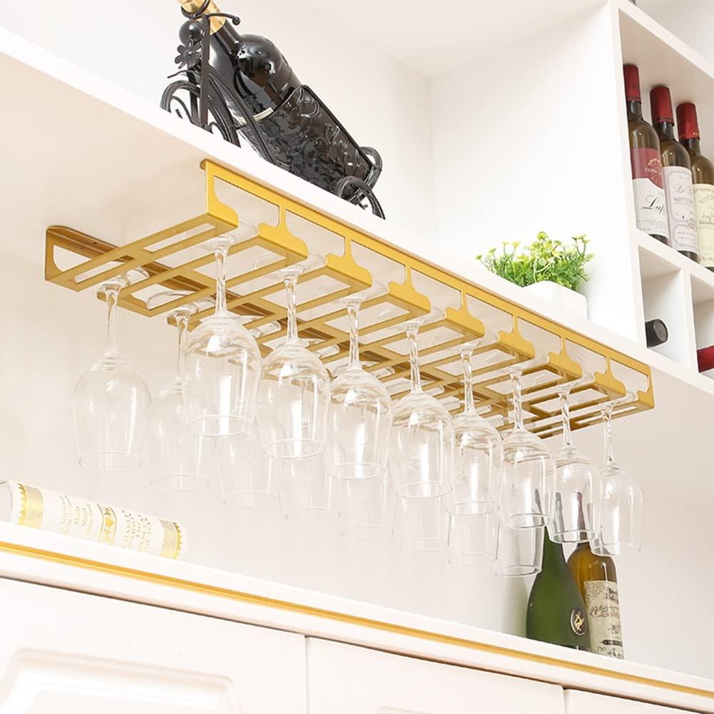 NWB Stylish Modern Wine Rack Wall Mounted,Under Cabinet Stemware Wine Glass Holder, Metal Wine Glass Organizer Glasses Storage Hanger for Kitchen Cabinet Bar Decor,Perfect for Wine lovers
