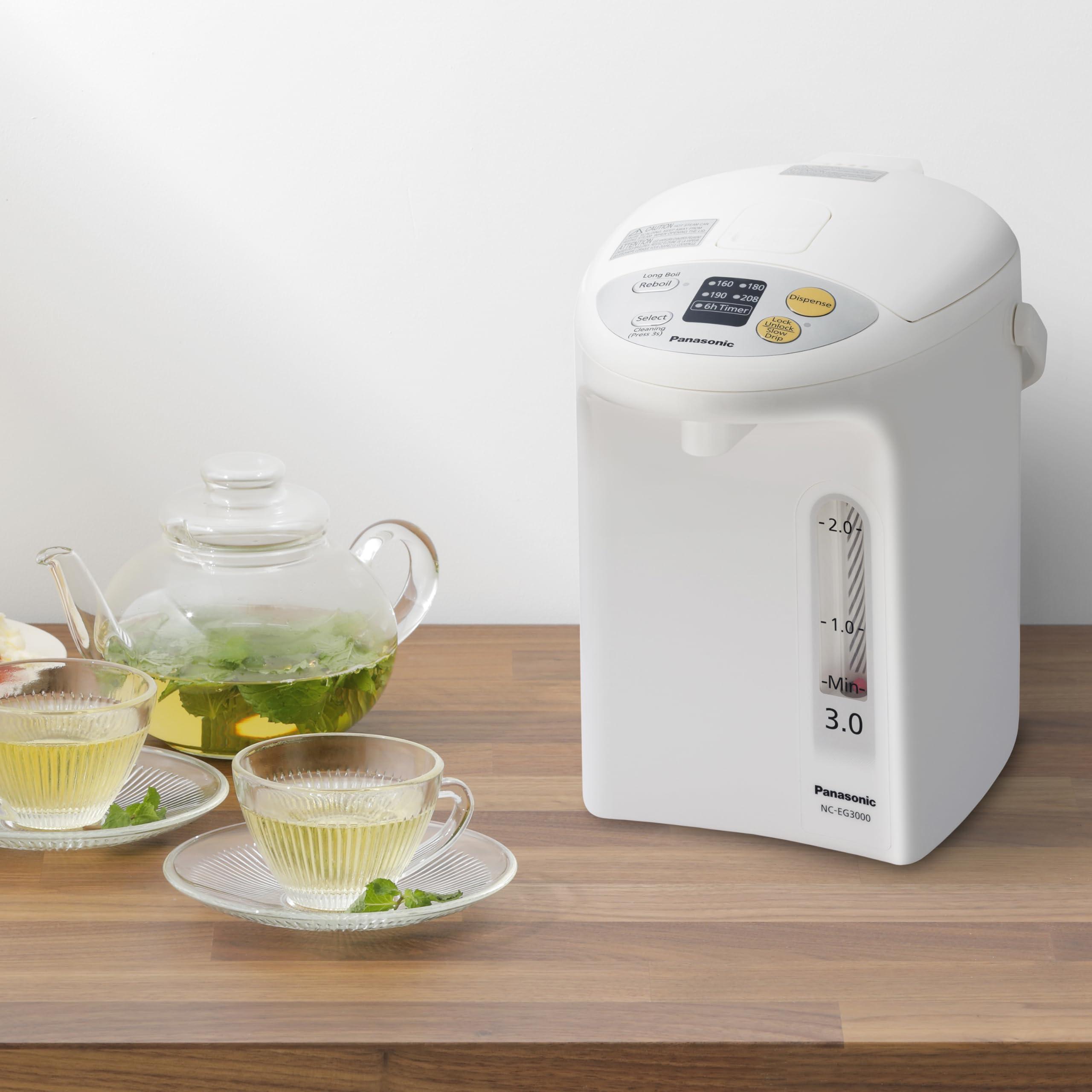 Panasonic Panasonic RA41660 Electric Thermo Pot Water Boiler Dispenser NC-EG3000, Slow-Drip Mode for Coffee, Ideal for Tea, Hot Cocoa, Soups and Baby Food, Four TEM, 3.2 quarts, White