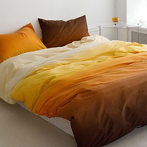 Pureant Pureant Orange Yellow Gradient Comforter Sets Queen Solid Yellow and Orange Bedding Comforters Cotton Women Girls Modern Orange Brown Gradient Soft Quilts Farmhouse Abstract Art Orange Blanket Warm