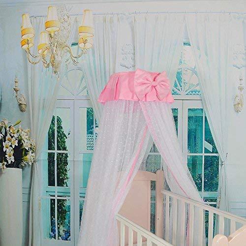 RuiHome RuiHome Dome Style Hanging Baby Mosquito Net Princess Girls Bed Canopy with Pink Bowknot Decor, Netting with Bracket