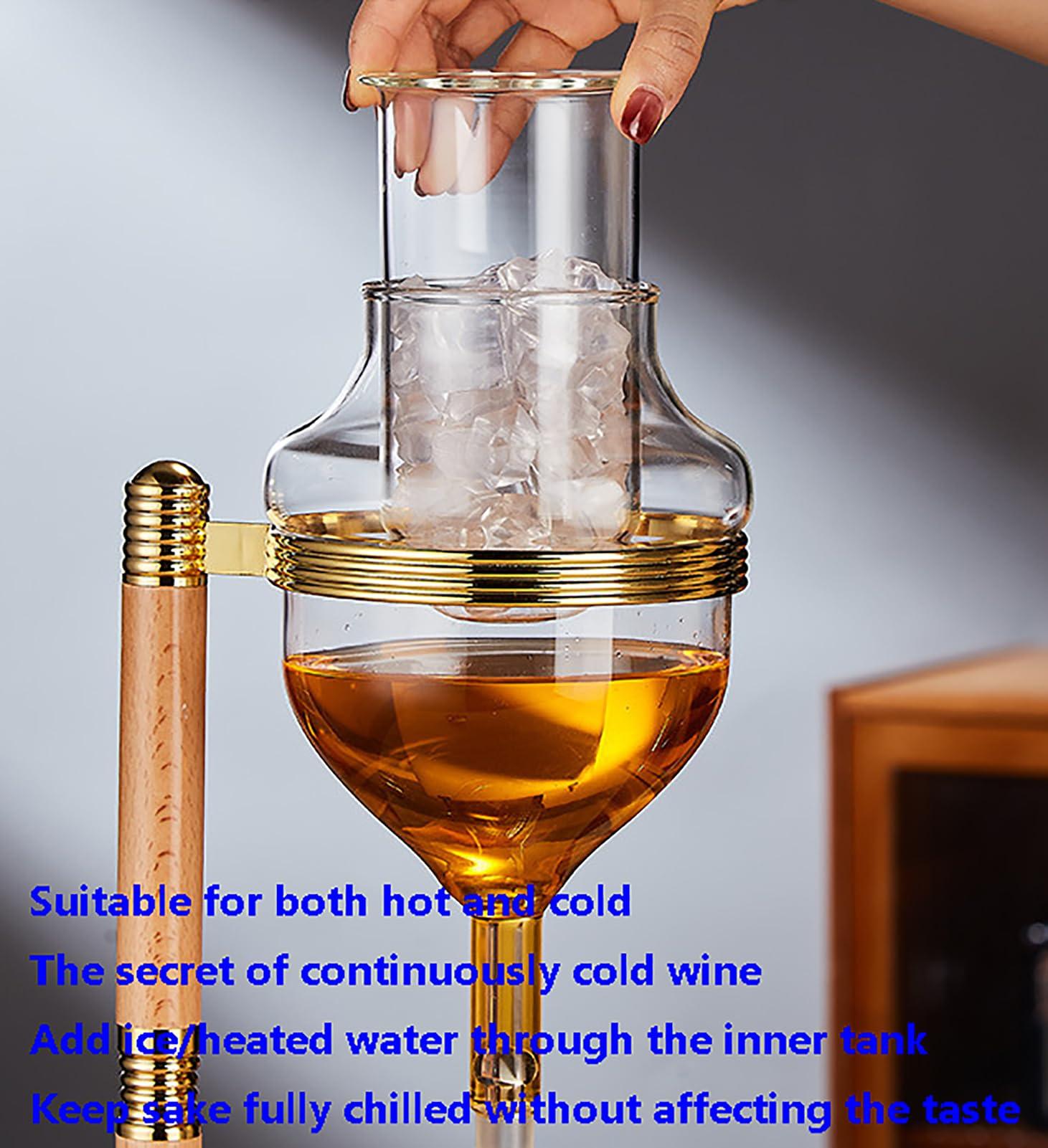 GUSGL Sake Dispenser-Glass Ice Cold whiskey Dispenser-Decanter Dispenser for Bourbon,Wine,Sake,Vodka,Tequila