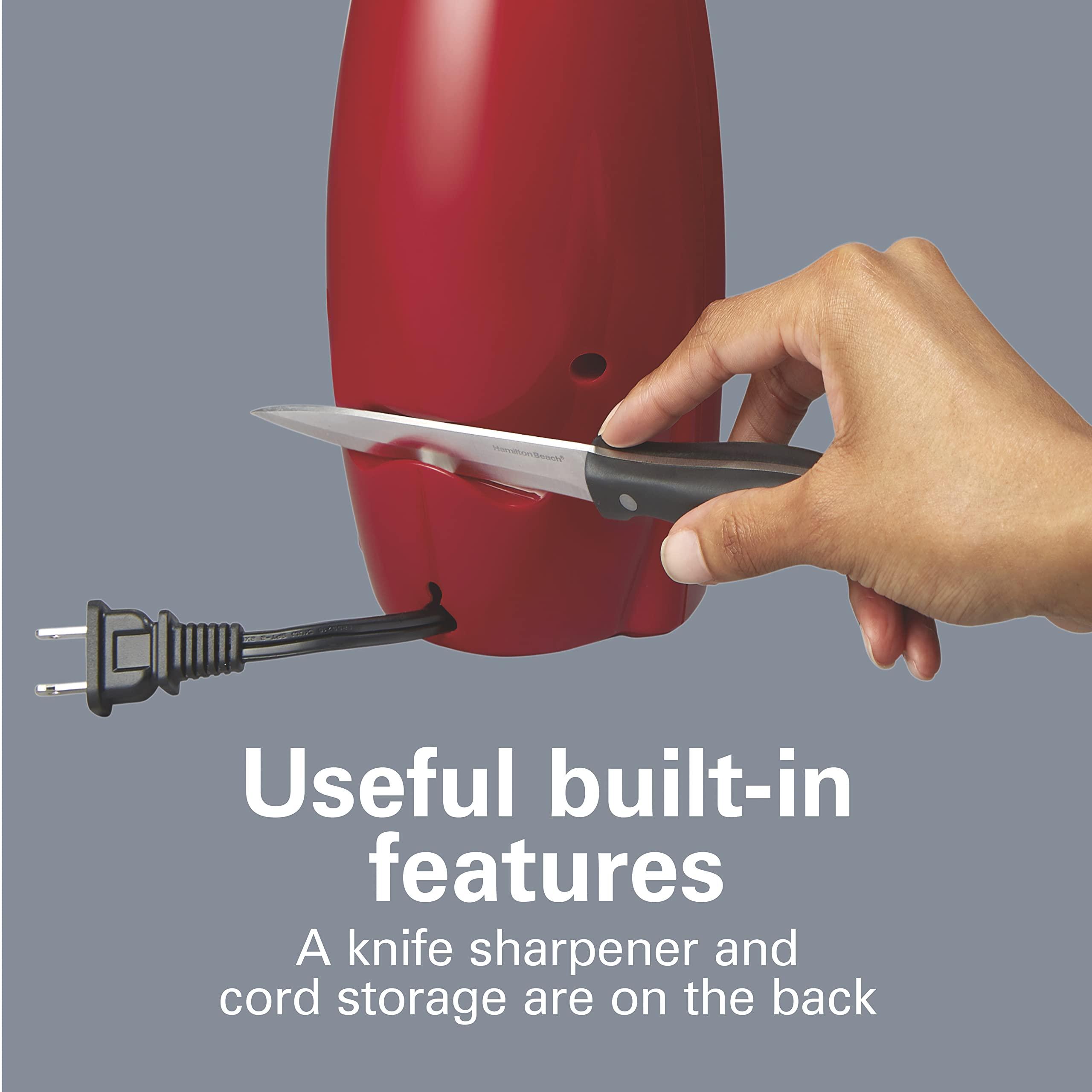 Hamilton Beach Hamilton Beach Electric Automatic Can Opener with Auto Shutoff, Knife Sharpener, Cord Storage, and SureCut Patented Technology, Extra-Tall, Red