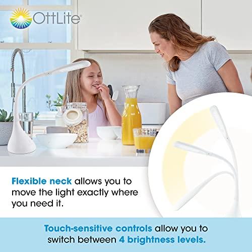 OttLite OttLite Creative Curves LED Desk Lamp with Adjustable Neck - Dimmable with 4 Brightness Settings & Energy Efficient Natural Daylight LEDs for Home Office, Computer Desk, & Dorms