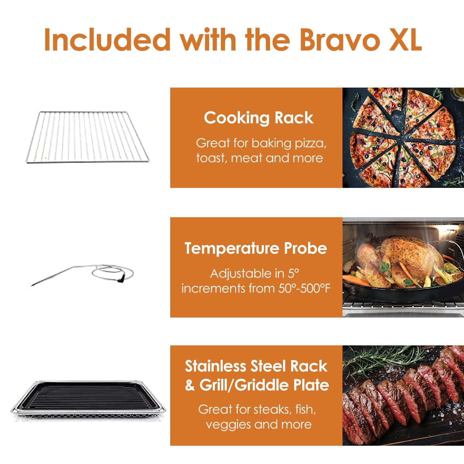 Nuwave NUWAVE Bravo XL Air Fryer Convection Toaster Oven Countertop, 112-in-1 Smart Grill Combo with Original Flavors & Marks, Adjustable Heating Zones for Pizza, Roast, Bake, 50-500F, Stainless Steel, 30QT