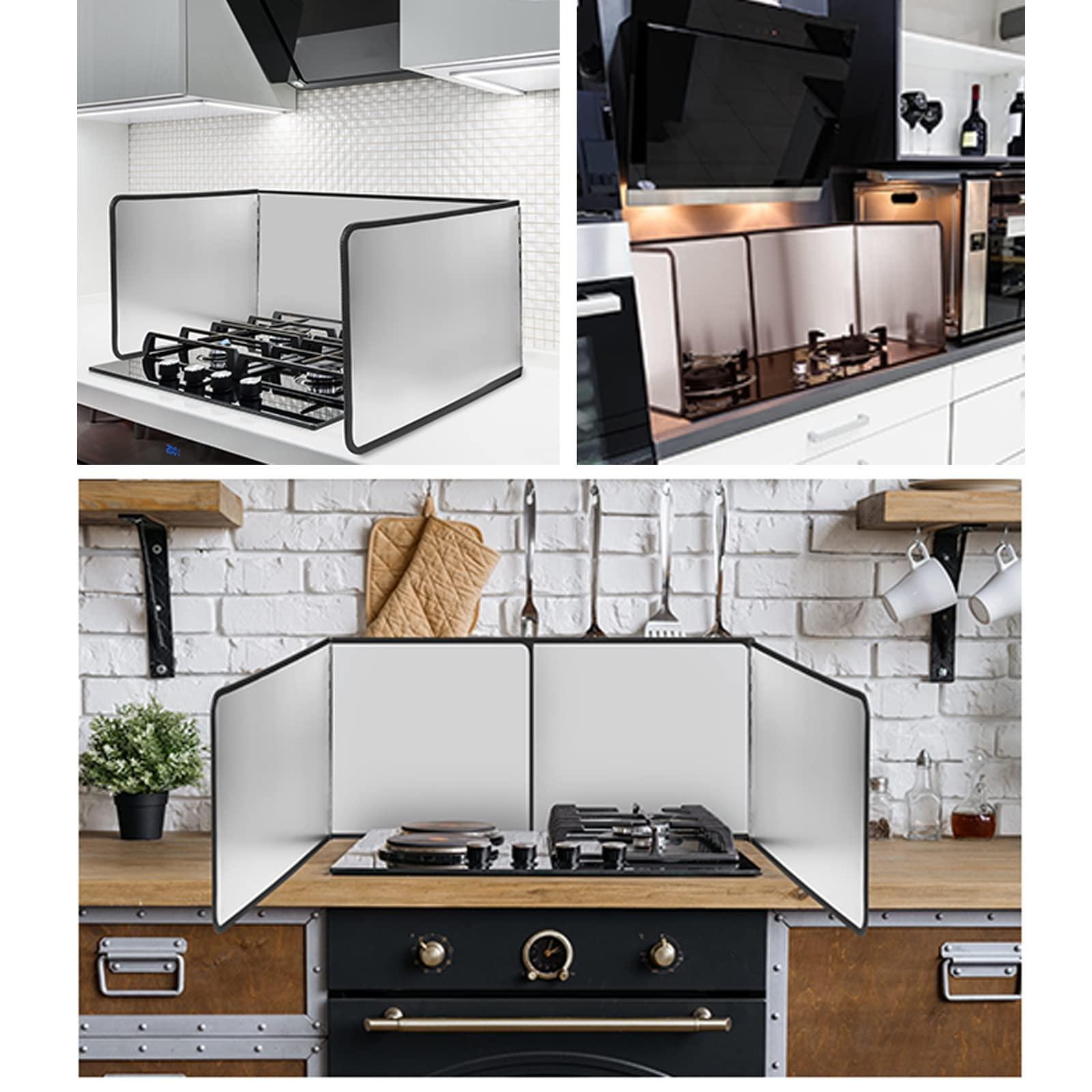 HJXGQJM Stove Splash Guard, Folding Stainless Steel Splatter Guard, Splatter Guard For Cooking, Portable Folding Cooker Side Fat Oil Splash Guard, 2 Sides/3 Sides/4 Sides Stove Splash Guard ( Size : 4 sides 7