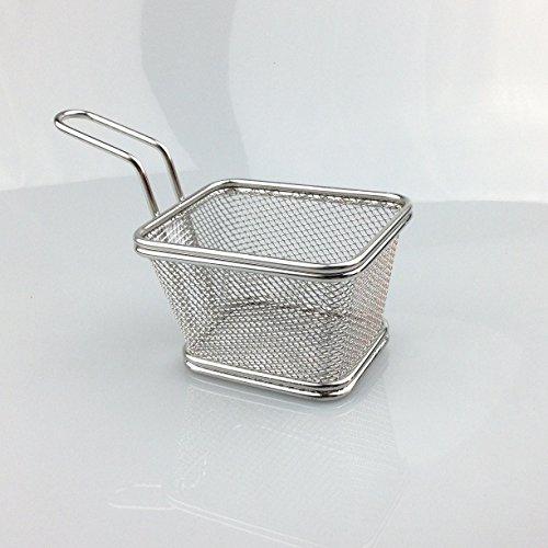 i Kito Stainless Steel Mini French Fries Basket Square Fryer Baskets, FDA Grade Kitchen Cooking Tool Food Presentation Tableware (Small 4inch 2pcs pack)
