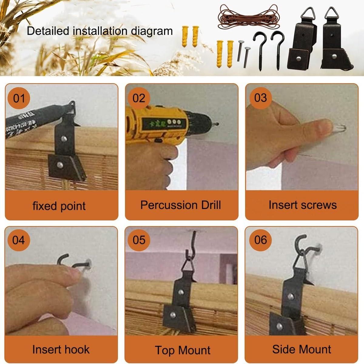 ZXBMYLV Outdoor Bamboo Roller Blinds, 24" 28" 30" 32" 36" 40" 42" 46" 48" 51" 53" 54" 60" 72" Wide, Cordless Bamboo Roman Window Shades For Porch Privacy Protection, Blackout Bamboo Roll Up Curtains With Lift