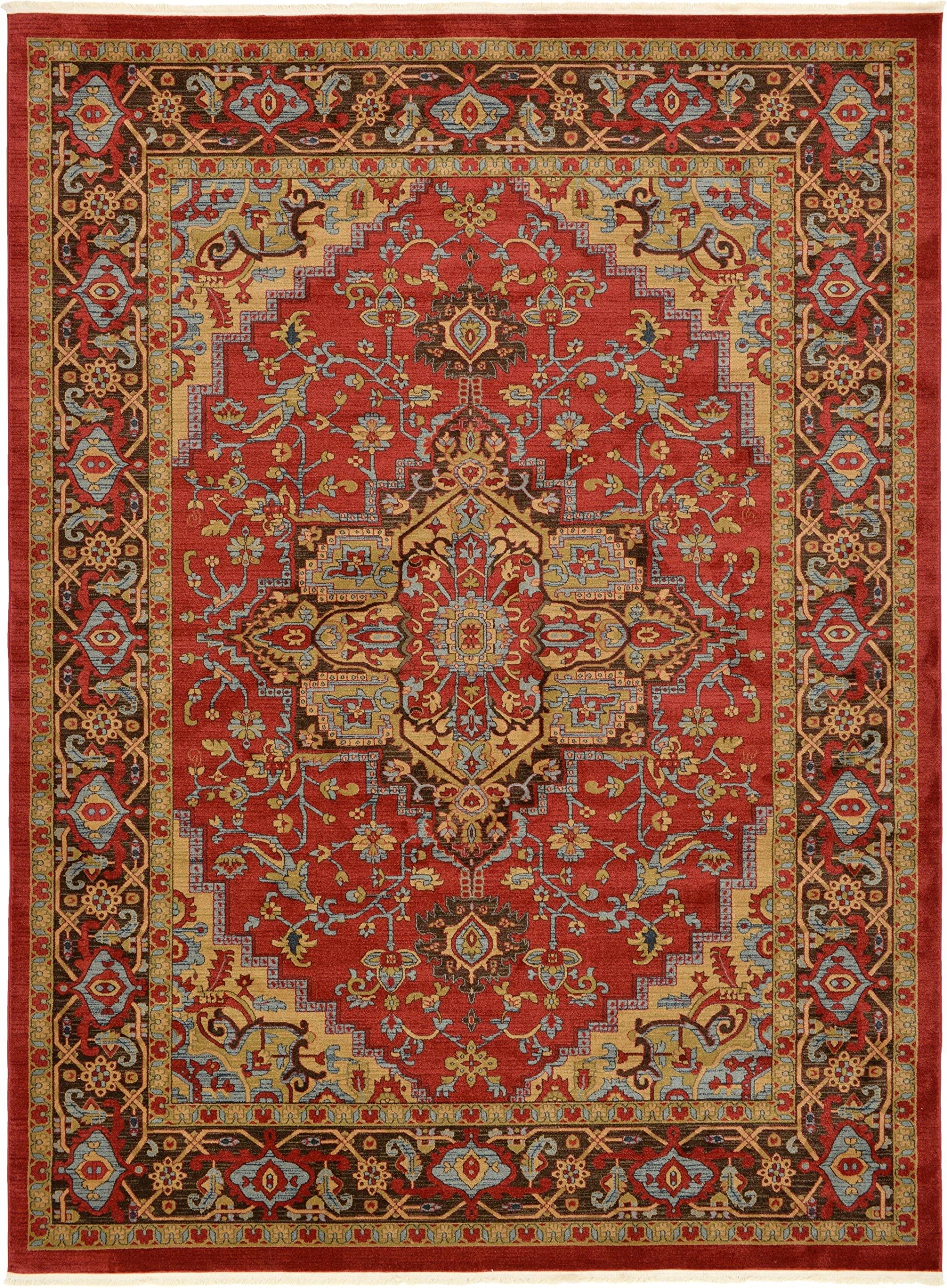 Unique Loom Unique Loom Sahand Collection Area Rug - Ardashir (10' x 13' 1" Rectangle, Red/ Light Blue)