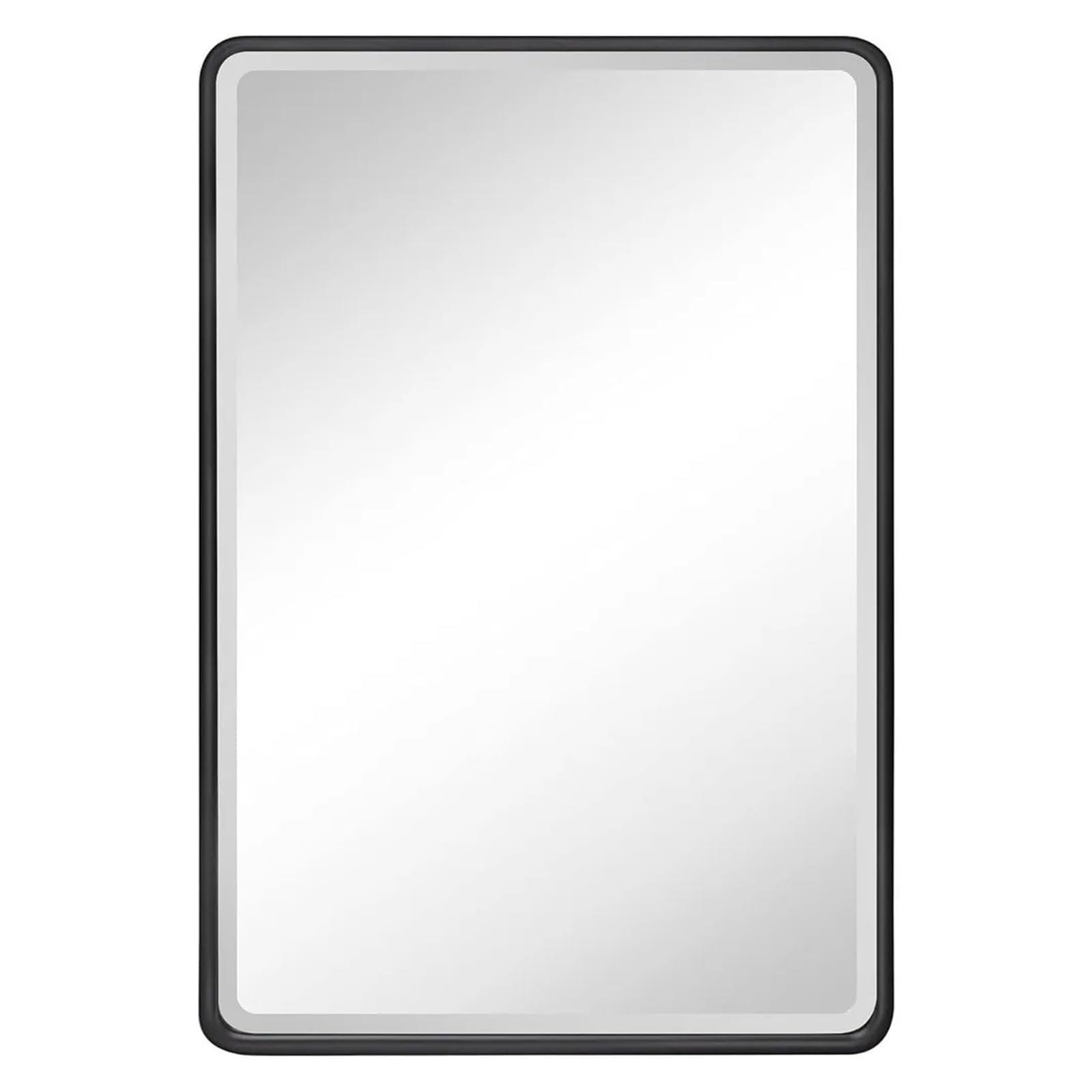 ECBCUEG ECBCUEG Black Metal Frame Recessed Bathroom Medicine Cabinet with Beveled Mirror Rounded Rectangular Bathroom, Framed Wall Mounted Mirror