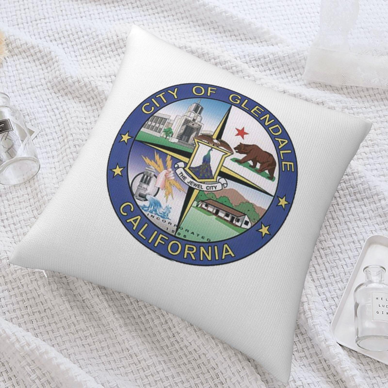 MULIHU MULIHU Seal of Glendale, California Throw Pillow Covers 18x18 Inch Double-Sided Cushion Cases Farmhouse Home Decor for Couch Bed Sofa, 3220044
