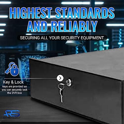 ARES VISION Heavy Duty Steel 18\" x 18\" x 5\" DVR/PC Security Lock box with 16 Gauge steel walls, Exhaust Fan, Great electonics lock box for stores, gyms, classrooms, and any public place (BLACK, 21\"x24\"x8\")