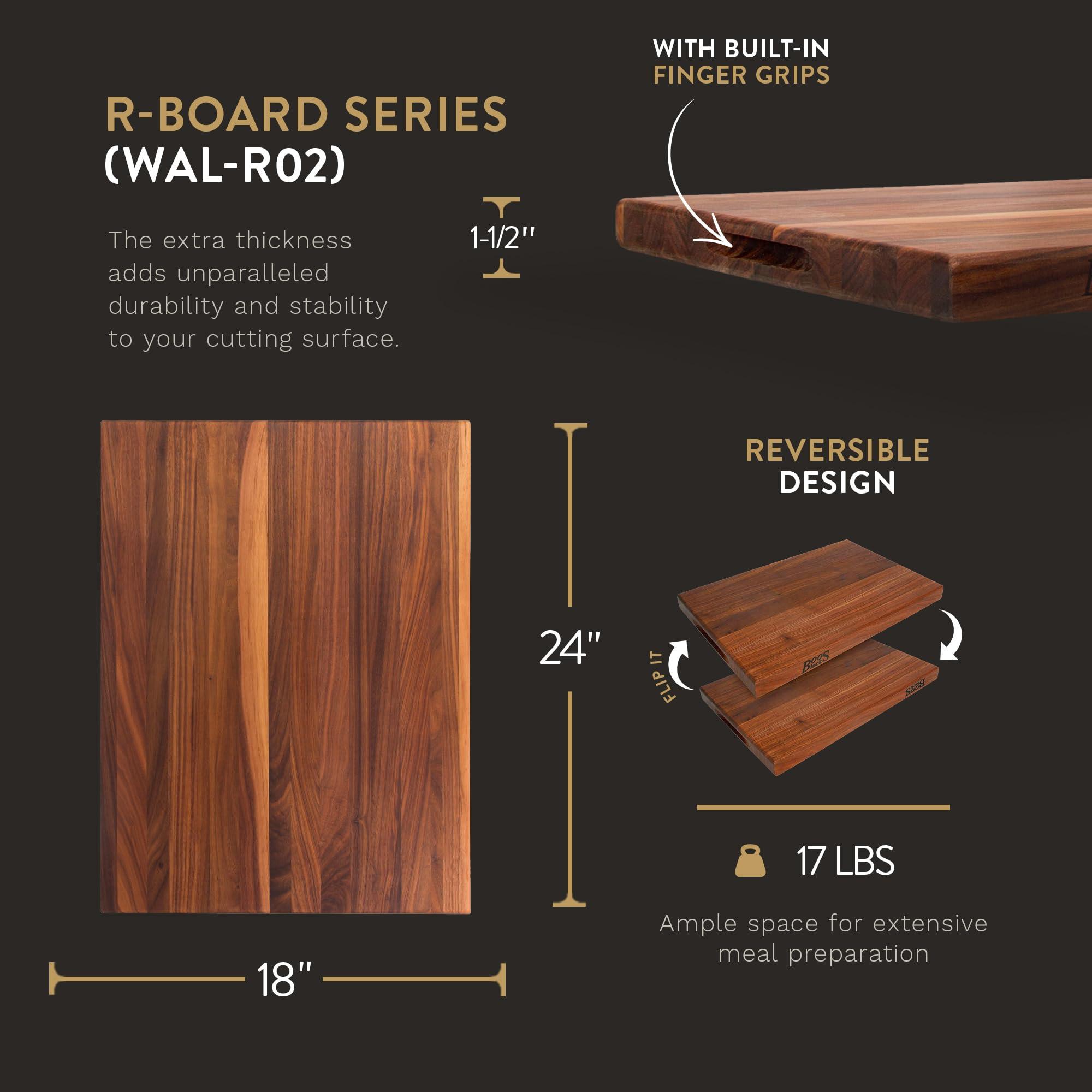 John Boos John Boos Block R-Board Reversible Wood Cutting Board, 24\"x18\"x1.5\", Walnut