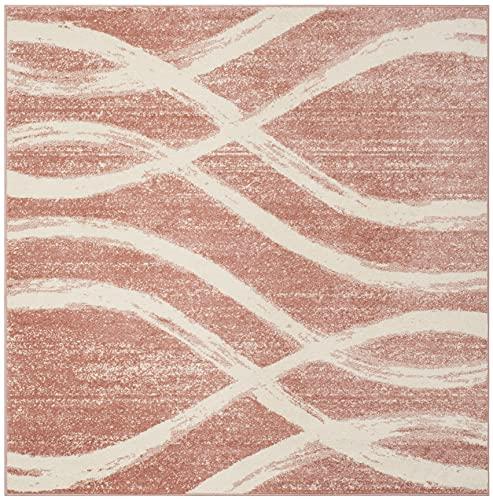 Safavieh SAFAVIEH Adirondack Collection 6\' Square Rose / Cream ADR125Z Modern Wave Distressed Non-Shedding Living Room Bedroom Dining Home Office Area Rug