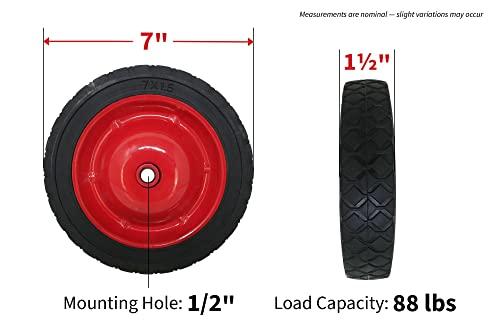 Shepherd Hardware Shepherd Hardware 9593 7-Inch Semi-Pneumatic Rubber Tire, Steel Hub with Grafoil Bearings, Diamond Tread, 1/2-Inch Bore Offset Axle