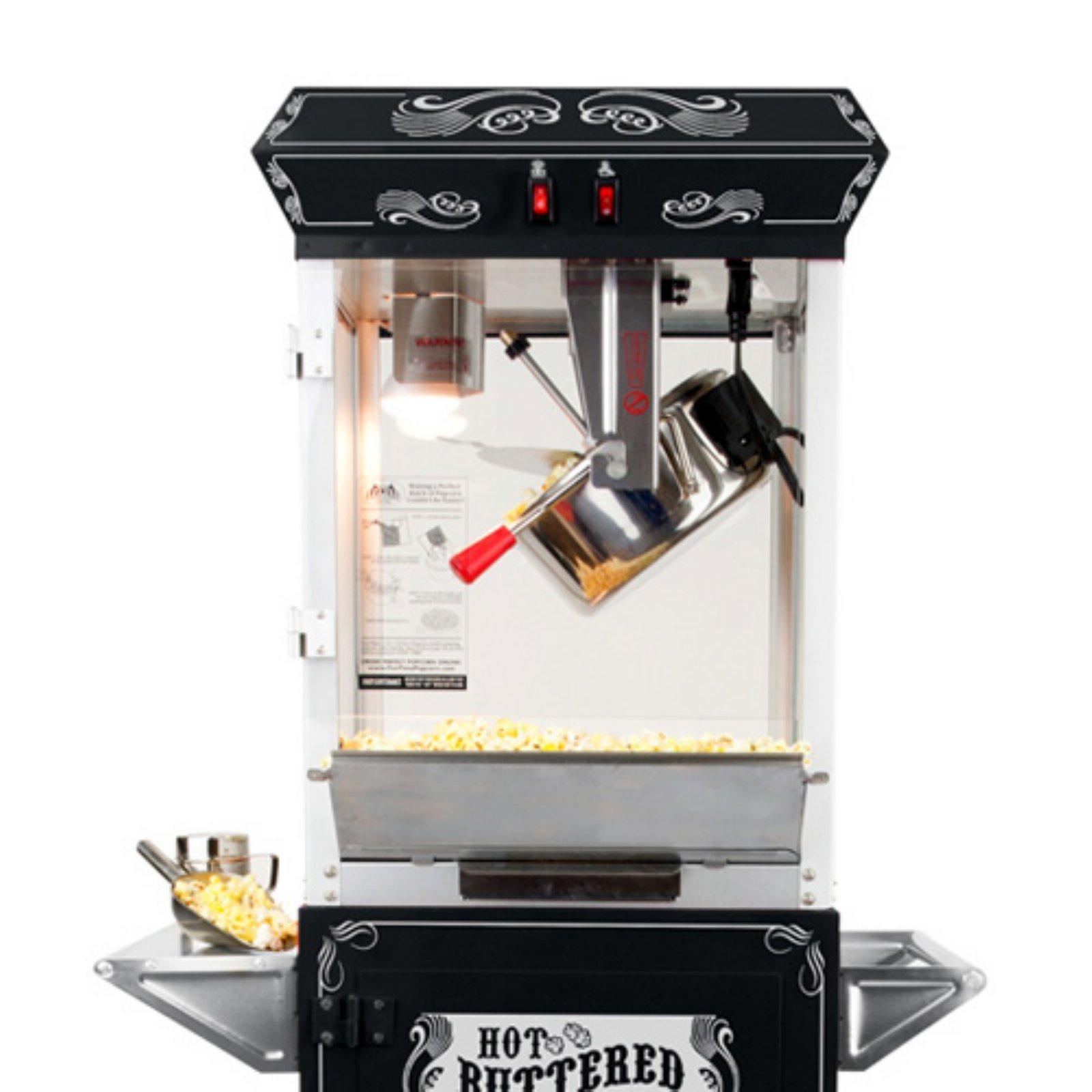 Funtime Funtime Sideshow Popper 4-Ounce Hot Oil Popcorn Machine with Cart, Black/Silver