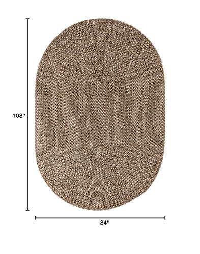 Super Area Rugs Super Area Rugs Braided Rug Sanibel Indoor/Outdoor Braided Classic American Made Carpet, Brown, 7' x 9' Oval