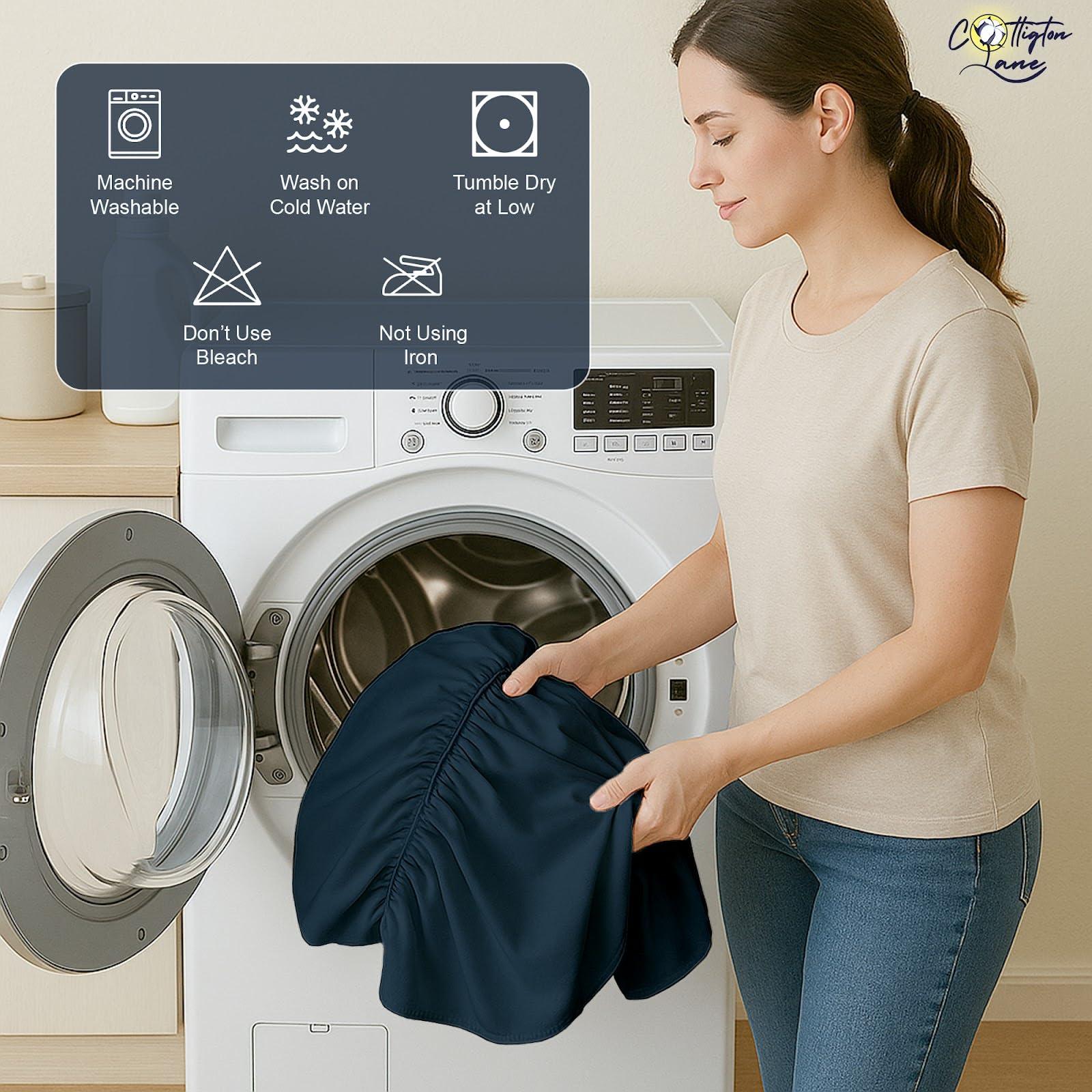 Cottington Lane Pleated Bed Skirt with Split Corners for Daybeds - Three Side Coverage - Made with Brushed Microfiber - Navy Blue Daybed Dust Ruffle Split Corners - Full 21 Inches Drop Daybed Skirt(Full/21\" Drop)