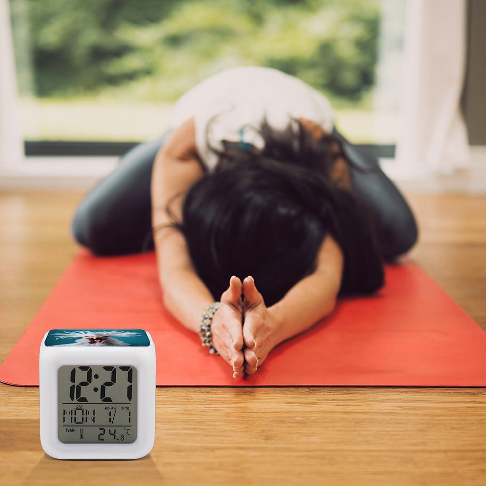 SONGTING Rooster Alarm Clocks Color Changing LED Clock Digital Alarm with Time Date Temperature