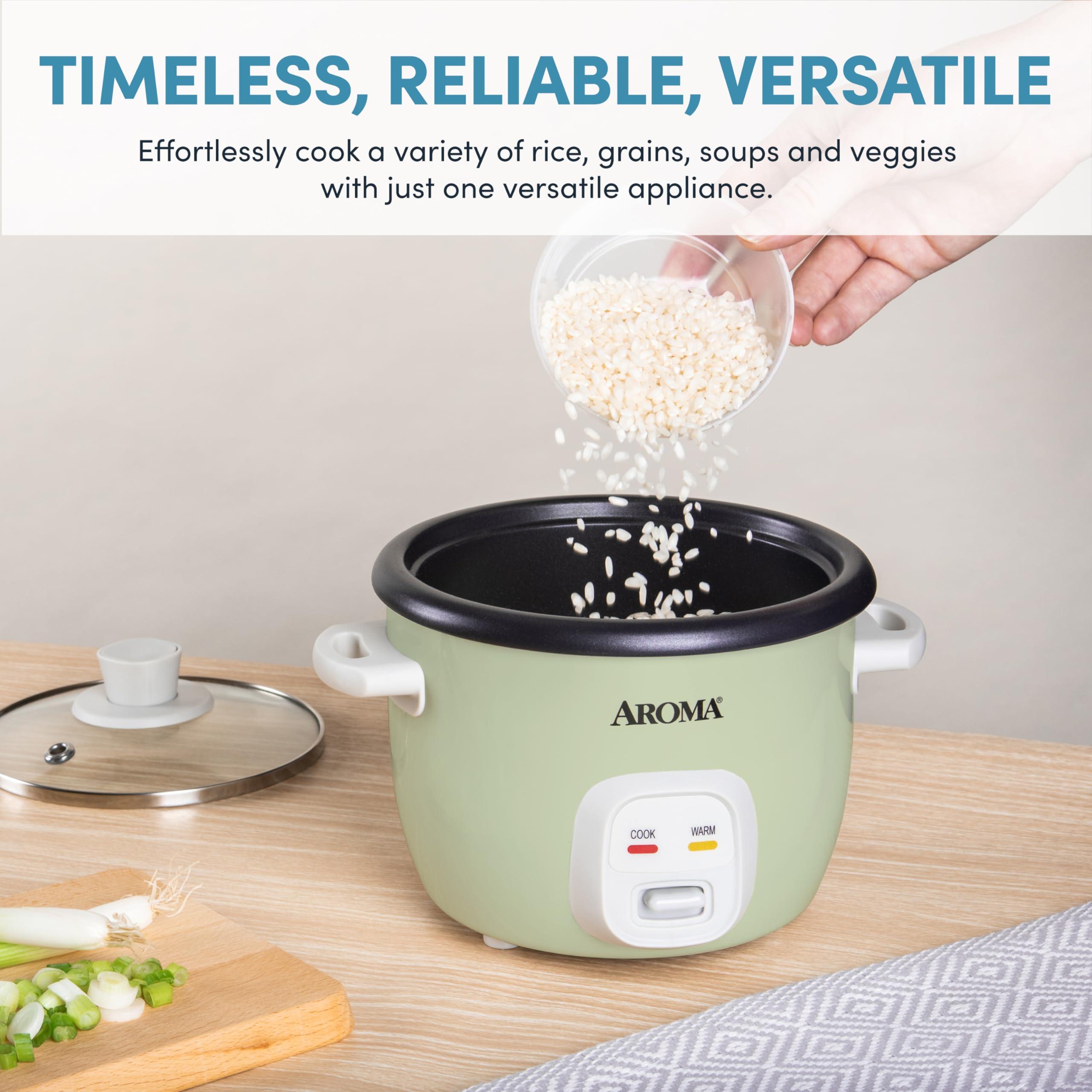 AROMA AROMA Mini Rice Cooker, 2-Cup (Uncooked) / 4-Cup (Cooked), Grain Cooker, Soup Maker, Oatmeal Cooker, Auto Keep Warm, 1 Qt, Light Green