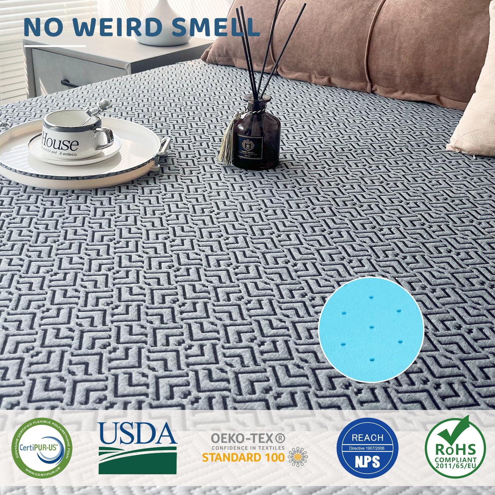 Airensky 3 Inch Memory Foam Mattress Topper,Cooling Gel Infused High Density Twin XL(39\"x80\") Topper with Removable Skin-Friendly Cover,Bed Topper for Pressure Relief Back Pain, CertiPUR-US Certified, Gray