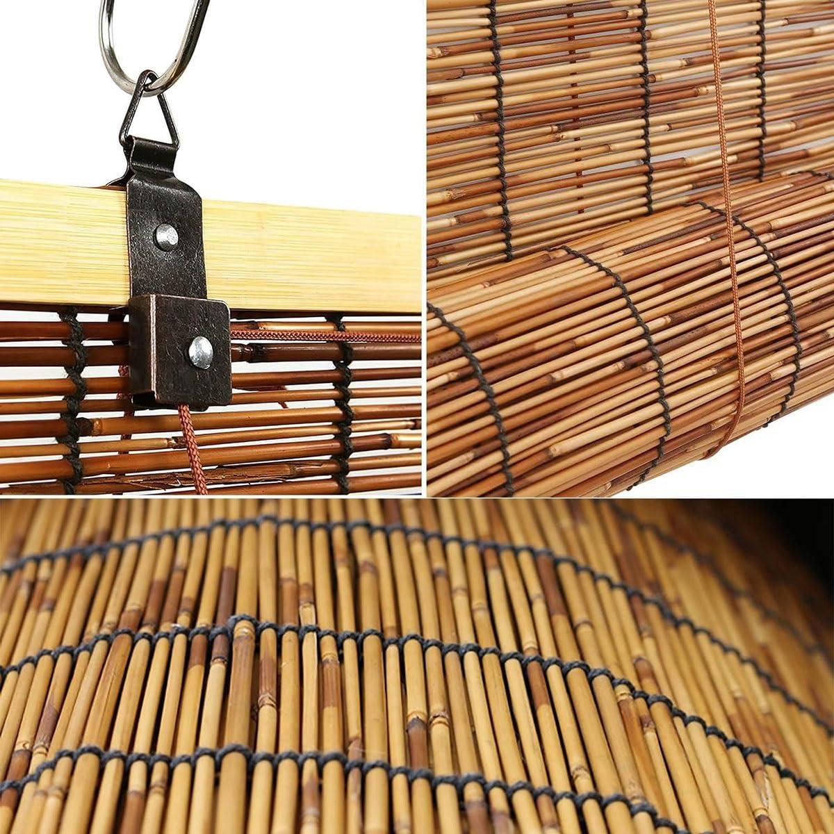 HomeLoft Basics HomeLoft Basics Natural Bamboo Roll Up Patio Blinds for Indoor Outdoor, Light Filtering Bamboo Window Shades Privacy Drape Cordless Natural Blackout Roller Blinds with Lift(Size:54x84 inch (WxL))