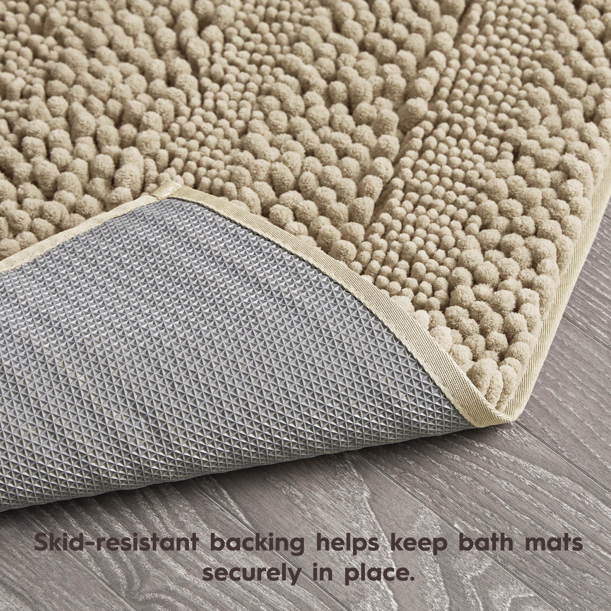 Laura Ashley Laura Ashley Astor Chenille Bath Mat | 100% Polyester | Premium Bathroom Dcor | Machine Washable | TPR Backing Measures 17 x 24 | Linen