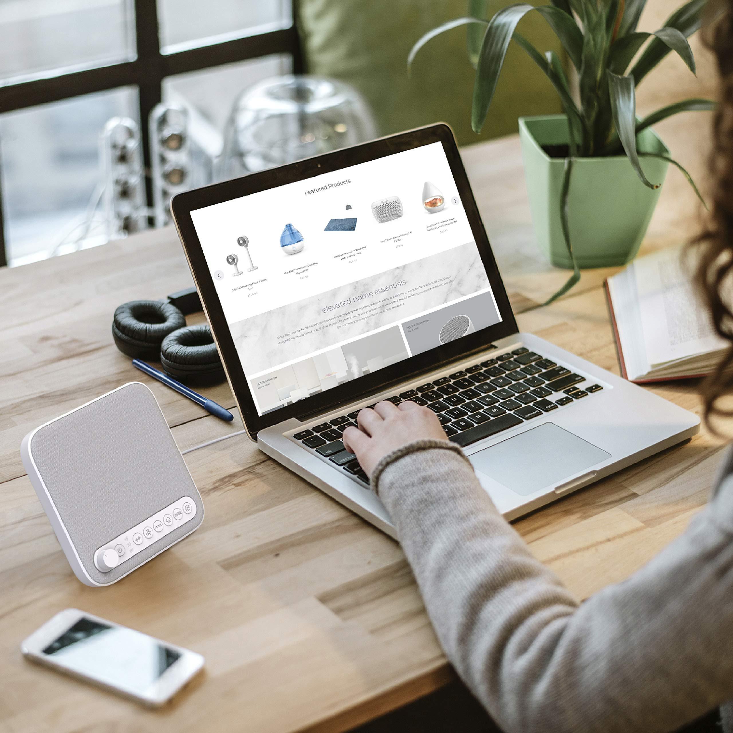 Pure Enrichment Pure Enrichment Wave Premium Sleep Sound Machine with USB Charger - Seamless Looping with 6 Soothing All-Natural Sounds, & Auto-Off Timer - Easily Portable for Travel (White) Patented Design