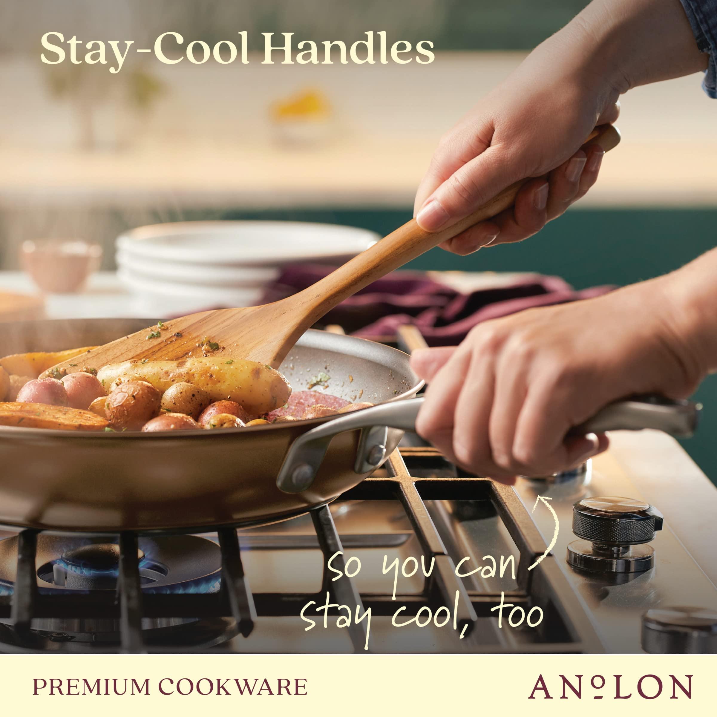 Anolon Anolon Ascend Hard Anodized Nonstick Frying Pan/Skillet - Good for All Stovetops (Gas, Glass Top, Electric & Induction), Dishwasher & Oven Safe with Stainless Steel Handle, 12 Inch - Bronze