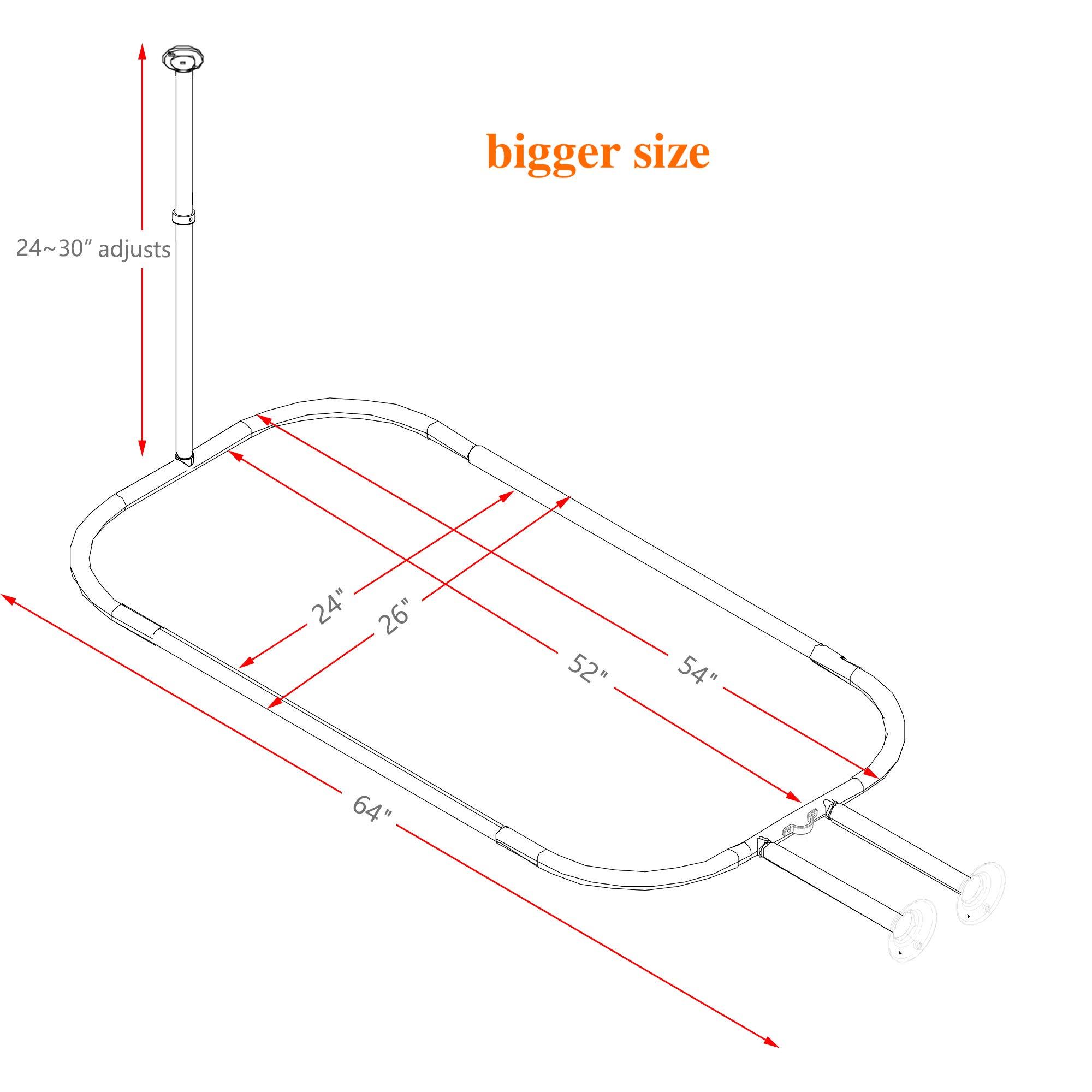 Utopia Alley Utopia Alley Rustproof Wall Mounted Aluminum Hoop Shower Rod | Ceiling Support for Clawfoot Tub, 54 Inch Extra Large Size by 26 Inch, Stylish & Comfortable Bathroom Decor, Black Finish (64"L x 26"W)