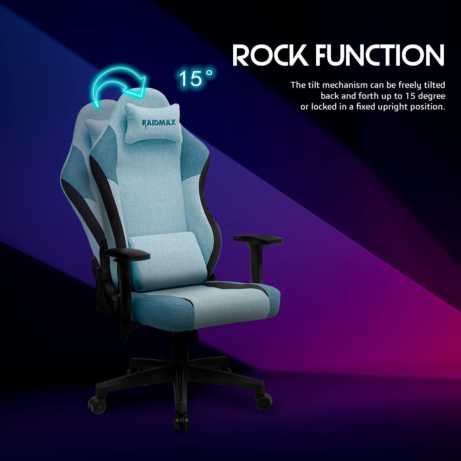 Raidmax Raidmax DK802 Series Computer-Gaming-Chairs, Soft Breathable Fabric All Day Gaming Chair, Heavy Duty Gas Lift and Metal Base, Magnetic Head Pillow, Lumbar Support Pillow (Pink)