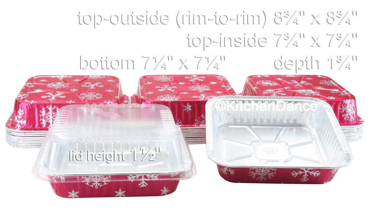 Durable Packaging Durable Packaging Disposable Aluminum Foil Red Holiday Cake Pan with Clear Dome Lid - 8 x 8 Inches - Perfect for Baking, Cooking - 9101X, 50 Count