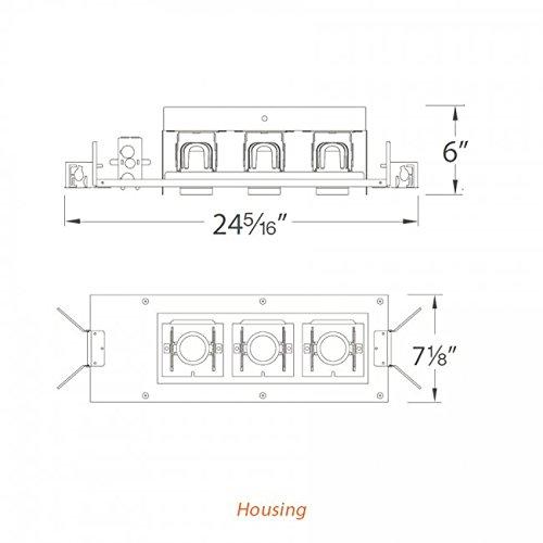 WAC Lighting WAC Lighting MT4LD311NE-F927-BK 90CRI LED Precision Multiple Three Light New Construction IC Rated Housing in 2700K 90 CRI Flood Beam, 3, Black