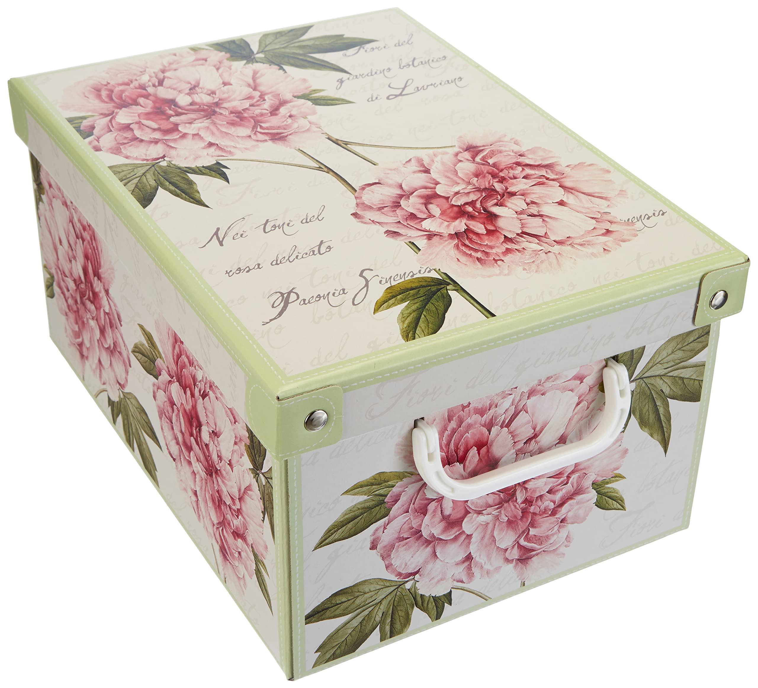 Kanguru Lavatelli Collection Small Peonies, decorative storage box, cardboard storage boxes with lids, storage boxes with lids and Handles, clothes storage, toy box storage, storage baskets, teddy storage,