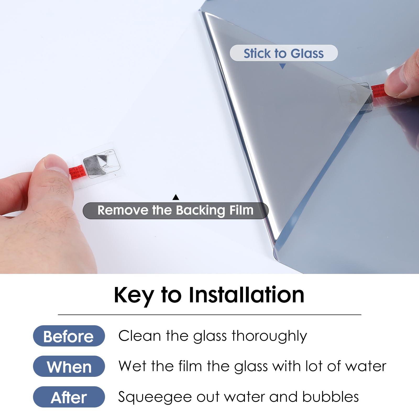 rabbitgoo rabbitgoo Window Privacy Film One Way Window Tint for Home, Removable Reflective Heat Sun Blocking Anti UV Glass Door Covering, Mirror Tinting Film House Office, 35.4 in X 9.8 Feet, Silver