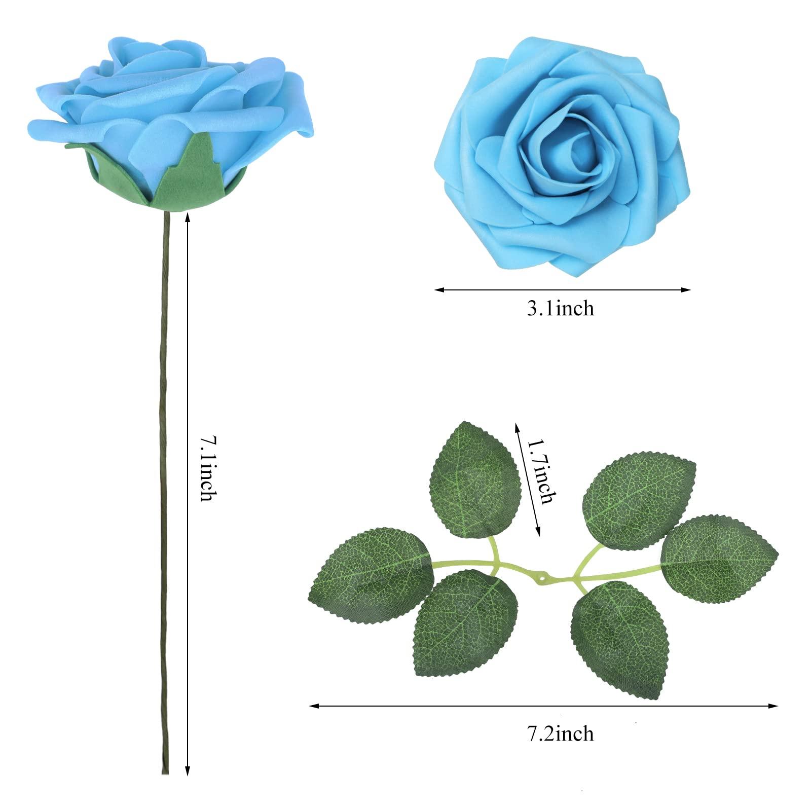 N&T NIETING N&T NIETING Rose Artificial Flowers 25pcs Fake Flowers Rose Perfect and 50pcs Foam Roses White
