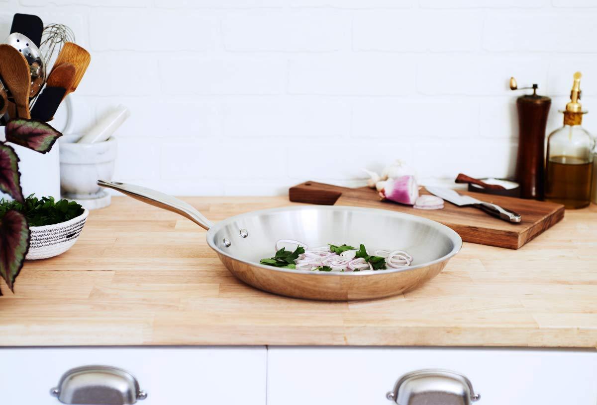 Heritage Steel Heritage Steel 12 Inch Frying Pan | Made In USA | Titanium Series 316Ti Skillet with Stay Cool Handle | Fully Clad Stainless Steel Pan with 5-Ply Construction | Induction Ready & Non Toxic