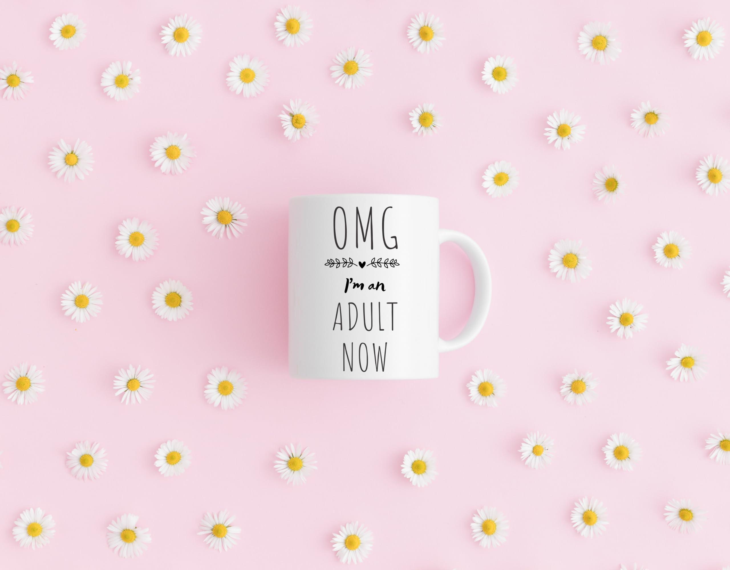 Generic Coffee Mug for 18th Birthday, OMG I\'m an Adult Now, Novelty Funny Mug, Gift for Son, Daughter, Grandchild, Hunour Present for Eighteenth