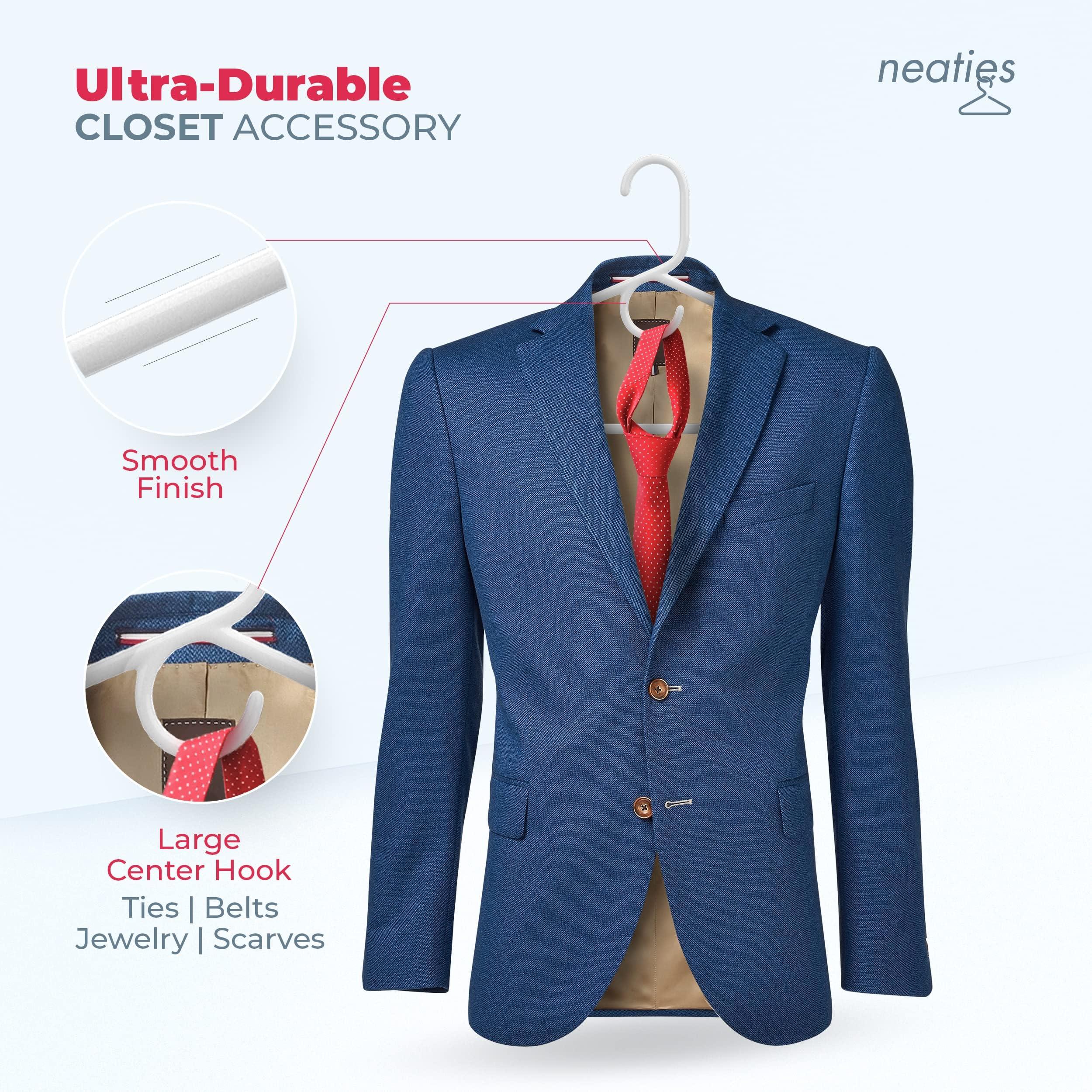 Neaties Made in USA Heavy Duty Plastic Clothes Hangers Bulk, 20 30 50 100 Pack Available, Strong Plastic Hangers, Jacket Coat Hangers, Thick Plastic Hanger for Closet and Clothing Hangars (06pk White/Peach)