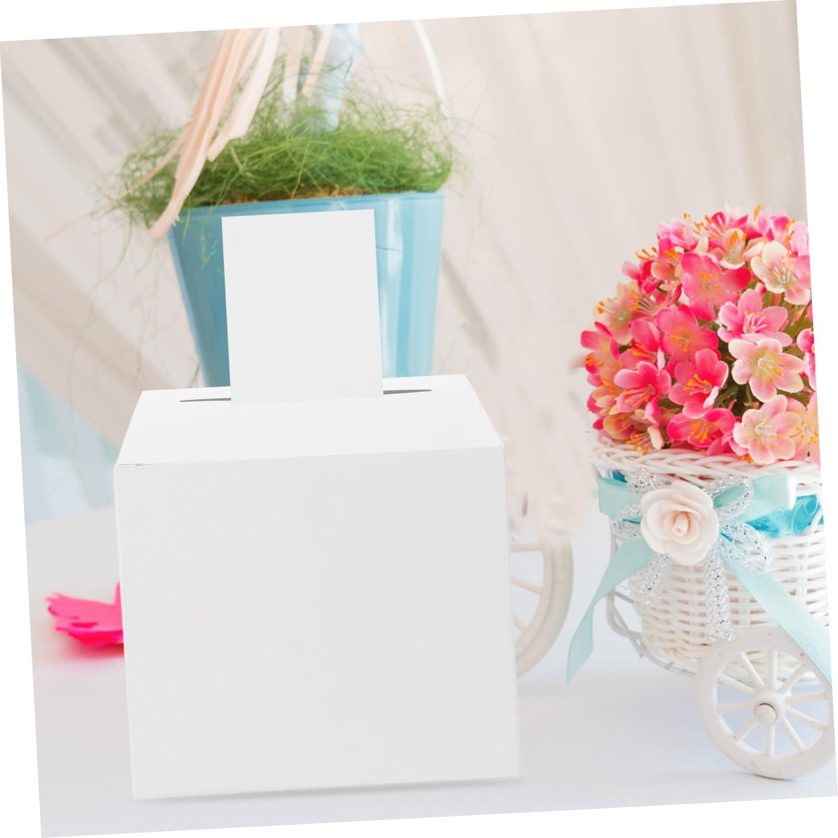 OKUMEYR OKUMEYR 4 Sets Raffle Ticket Card Box Wedding Wishing Well Bridal Card Holder Ballot Boxes Anniversary Cards Container Greeting Cards Container Business Card Holder Paper White