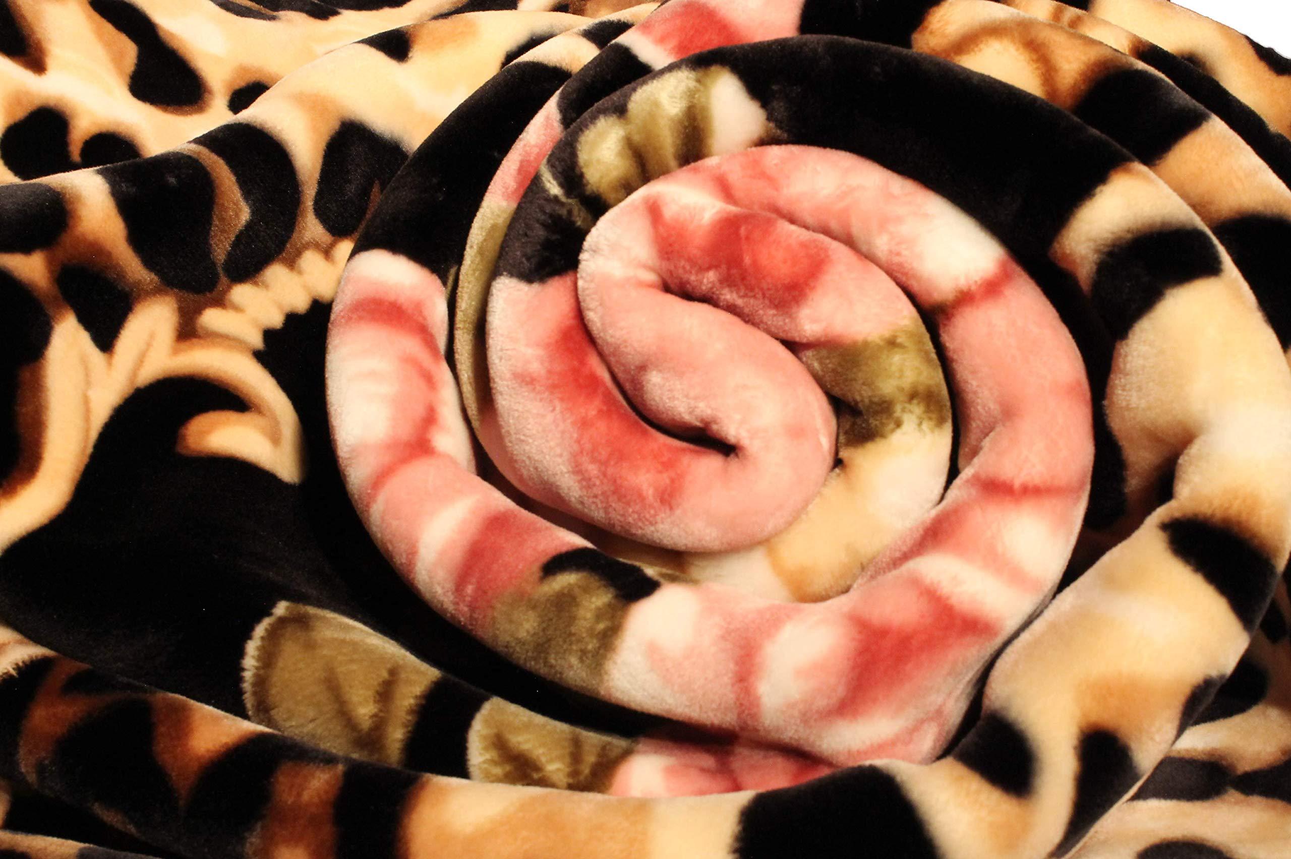 SOLARON SOLARON Korean Super Thick Heavy Weight Mink Blanket Bed comforters bedspreads Bedding Comforter (Queen, Flower Leopard Black)