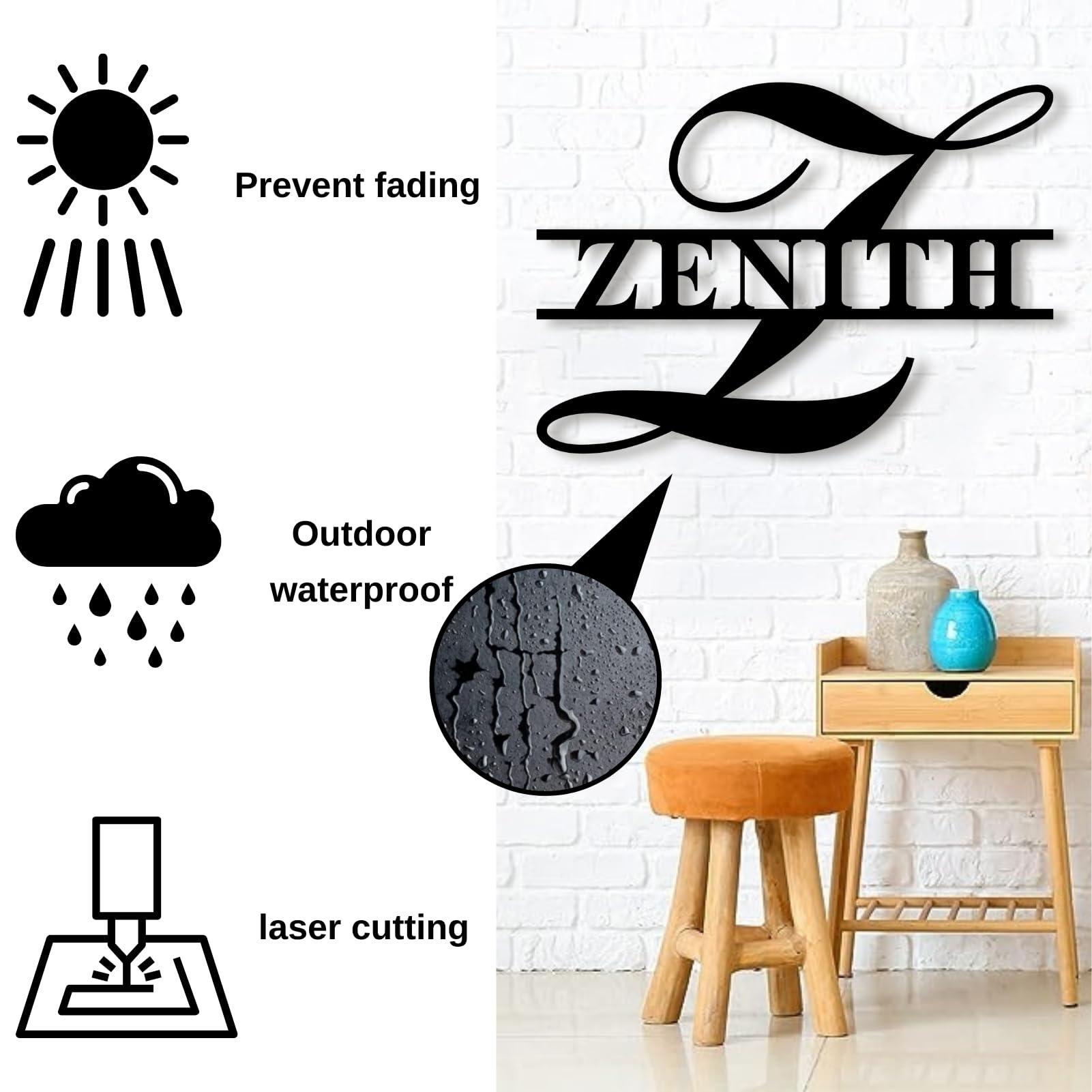 lunwall Metal Signs Customized, Personalized Name Sign, Custom Metal Signs Personalized, Metal Monogram Letters, Metal Monogram Signs for Outside, Housewarming Gift, Custom Metal Name Sign (Style 2, Z)