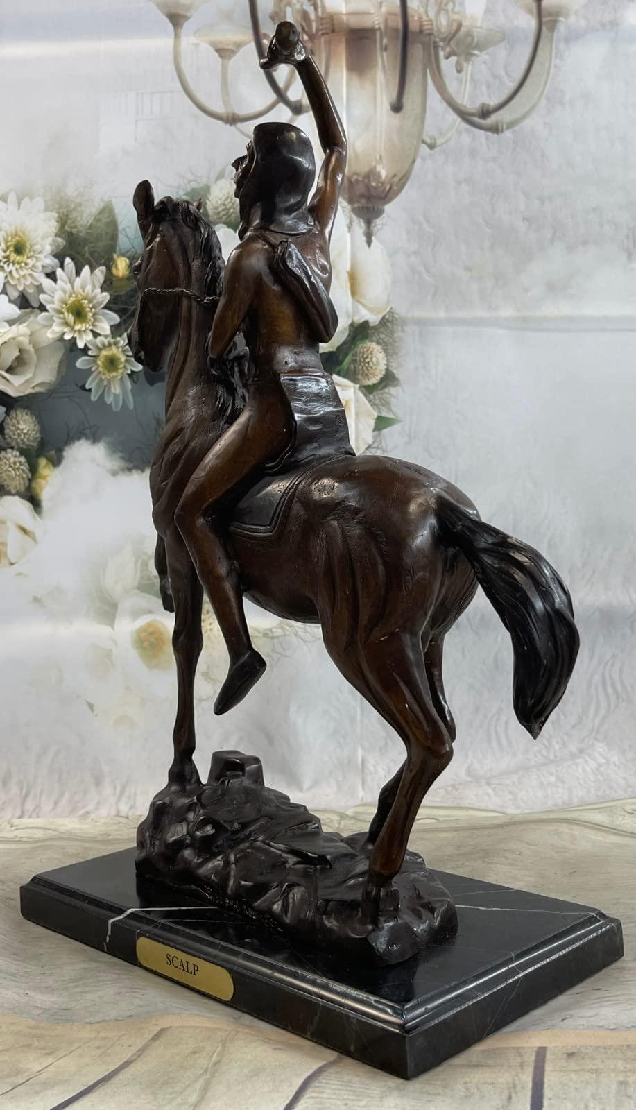 EUROPEAN BRONZE EUROPEAN BRONZE Handmade Sculpture The Scalp by Frederic Remington Finest USA Artwork Statue Dcor by Bronze Classy