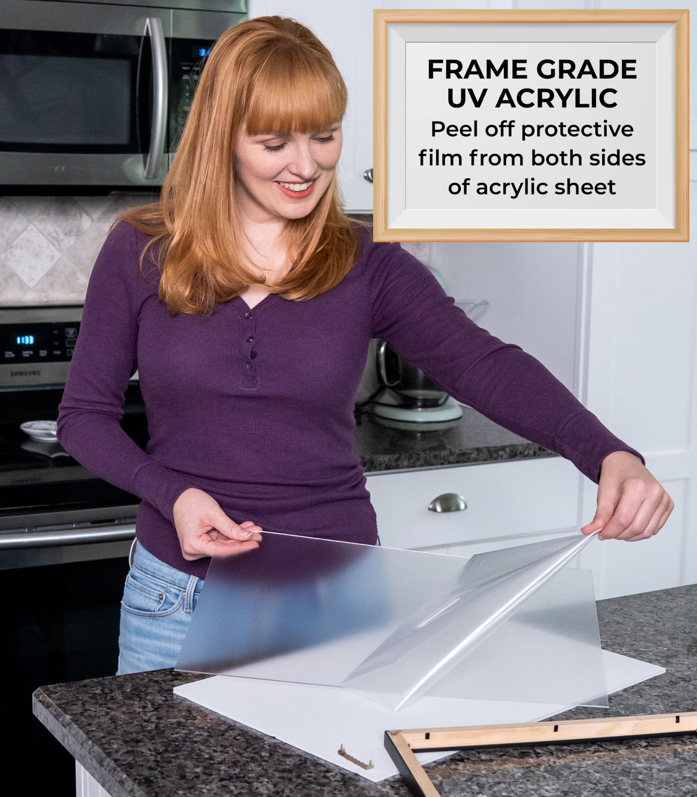 CustomPictureFrames.com 39x24 Frame Natural Wood Picture Frame | 0.75 Inch Moulding Width | Solid Wood | Complete with UV Acrylic Plexiglass, Foam Board Backing & Hanging Hardware