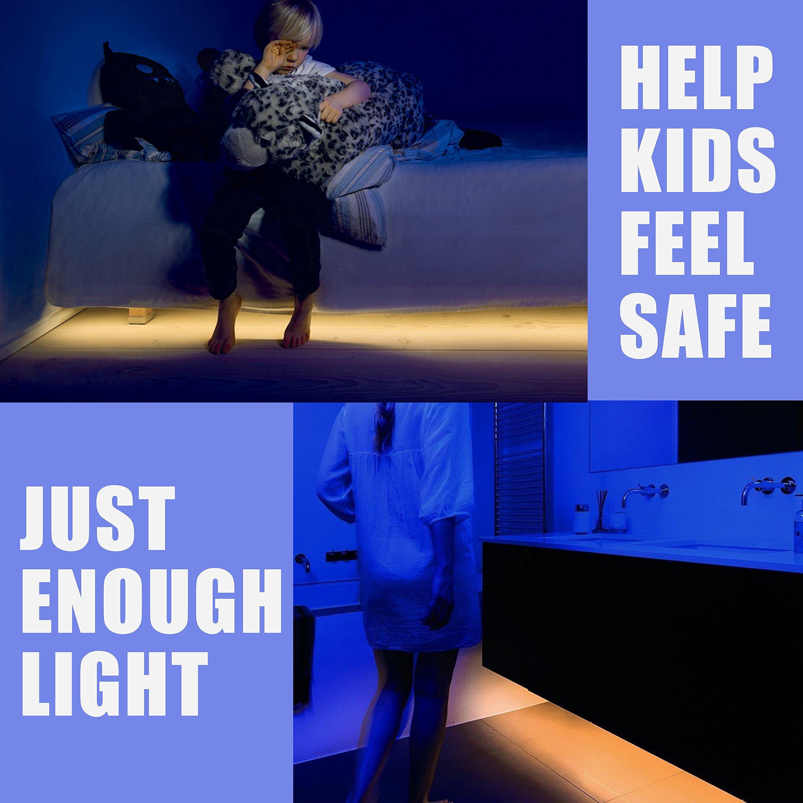 illumiForce illumiForce Under Bed Lights Motion Sensor, Motion Activated Bed Lighting,12V Power Adapter, Dimmable LED Strip Night Light for Bedroom,Stairs,Crib,Cabinet,Warm White -2 x 5FT -Dual Kit