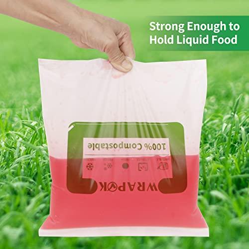 WRAPOK WRAPOK 100% Compostable Gallon Bags Biodegradable Storage Freezer Bag for Vegetables, Fruits or Meats, 100 Count