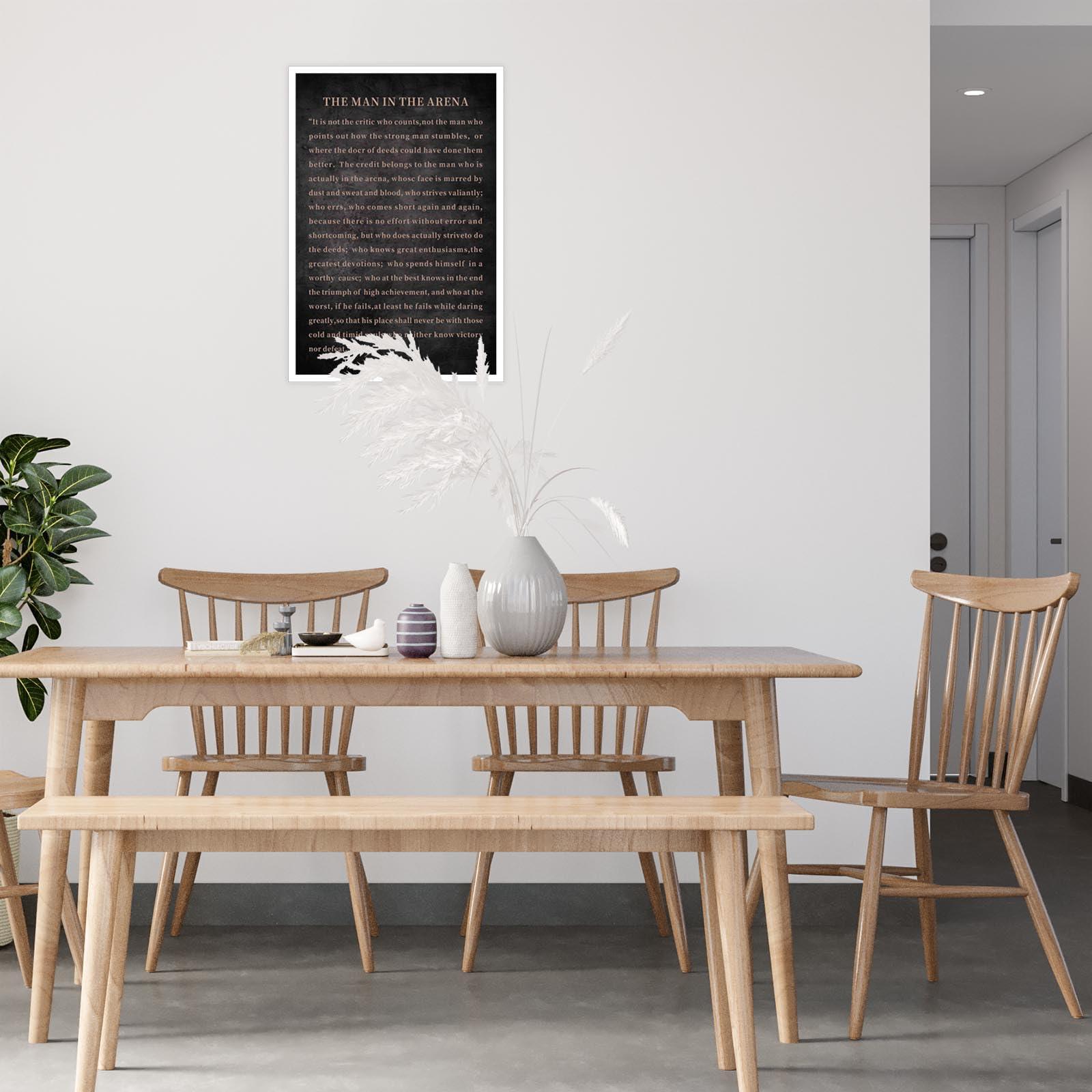 Dcvjiy Dcvjiy Canvas Wall Art The Man In The Arena Metal Print,Theodore Roosevelt Quote Artwork Painting For Modern Living Room Office Decor Framed Ready To Hang 16x24in Unframed