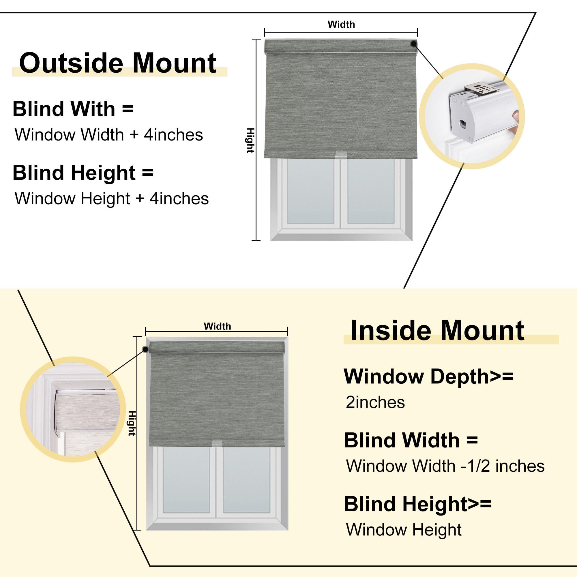 BERISSA BERISSA Blackout Pull Down Window Shades Blinds Room Darkening Custom Roller Shade for Indoor Thermal Insulated Up and Down Blind for Home Bedroom(80" W x 80" H) Gray