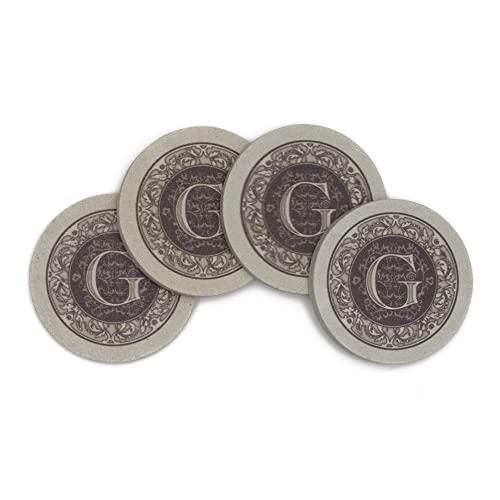 Thirstystone Thirstystone Monogram Coasters, All Natural Stone with Non-Slip Cork Backing, Drink Absorbent & Protects Table, Great for Gifts, Letter G (Set of 4)
