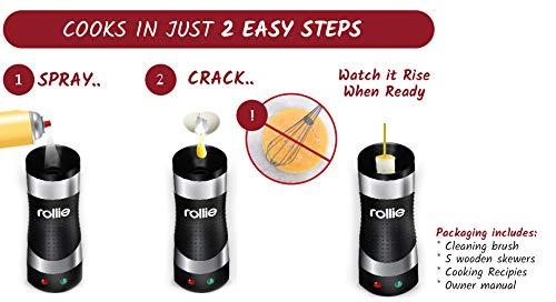 Rollie Rollie Egg cooker Automatic Electric Vertical (Stainless steel) / Egg sandwich,Egg rolls, Omelets, Scrambled eggs, Breakfast egg maker. Free cleaning brush + 25 recipes