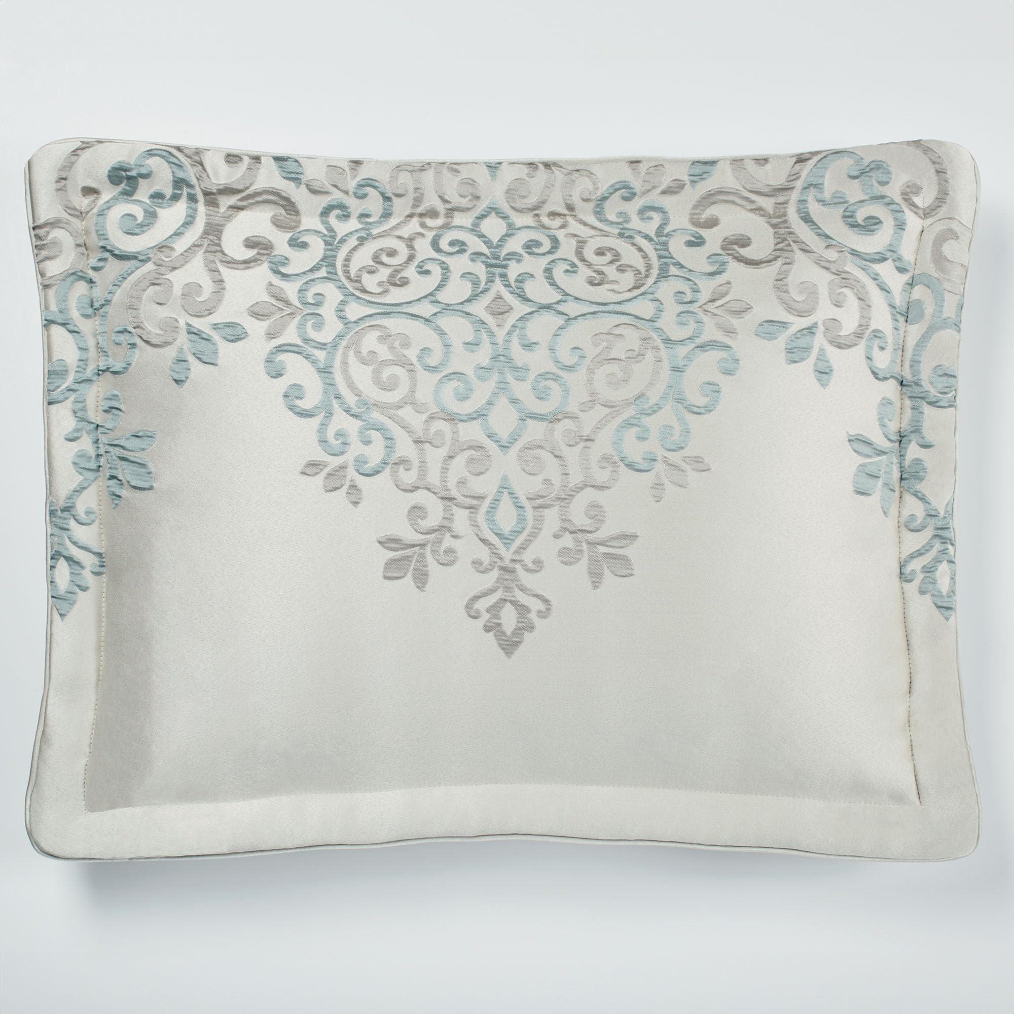 J. Queen New York Luxurious Avalon Bedding | Sophisticated Elegant Jacquard Woven Scroll | Oyster Spa Silver Gray | 3 Piece Set: Queen Bedspread and 2 Standard Shams